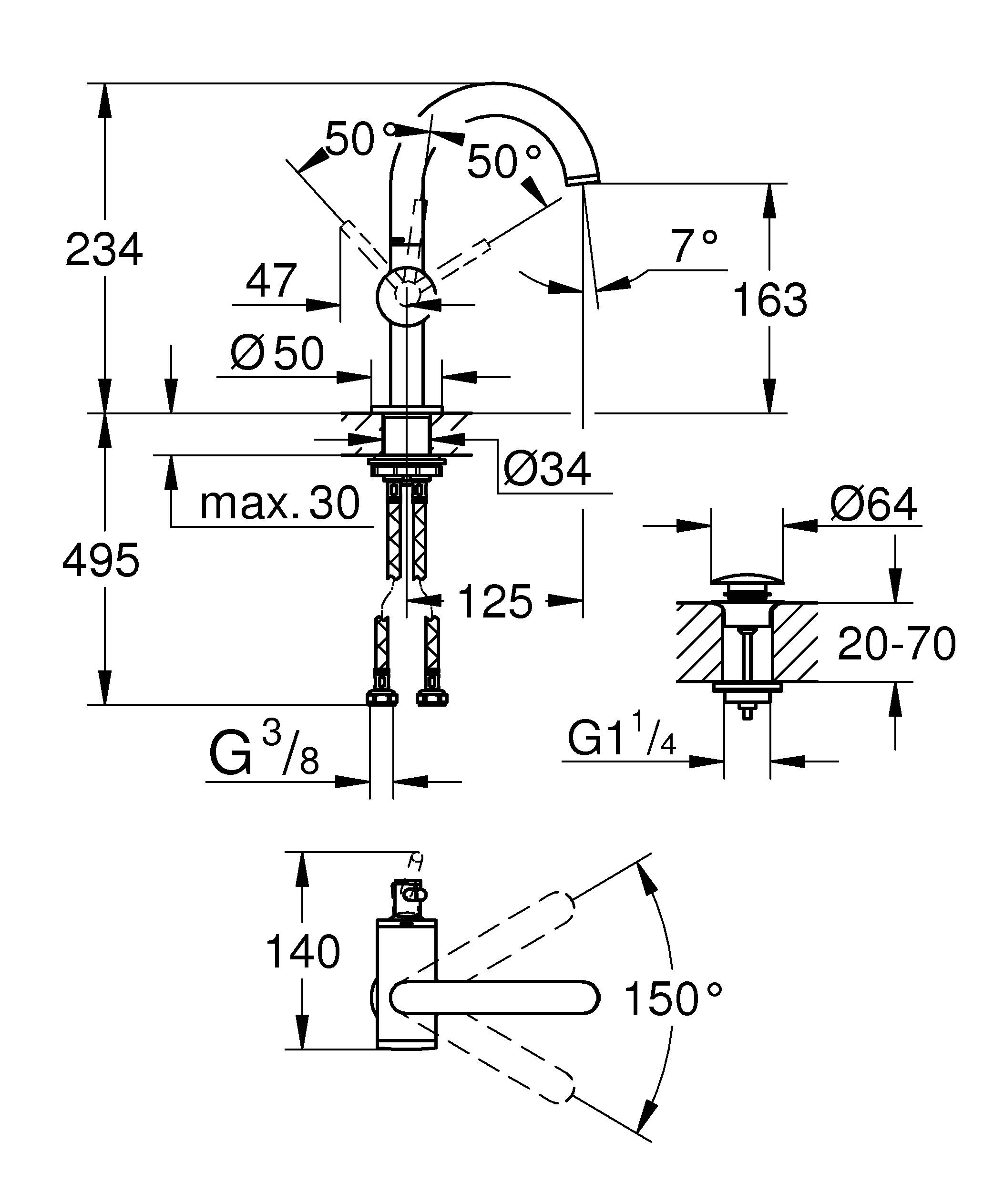Смеситель для раковины GROHE Atrio New, суперсталь (32043DC3) - Вид №2