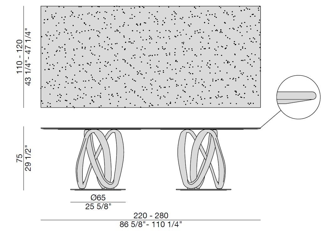Прямоугольный стол для гостиной из массива дерева Porada TwentyTwo ARCH-00139681 - Вид №3