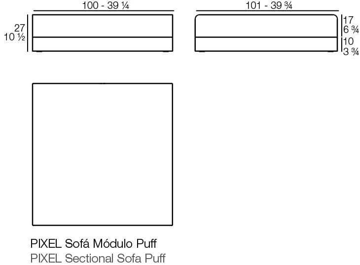 VONDOM Квадратный садовый пуф из виниловой ткани Pixel 54257 - Вид №1
