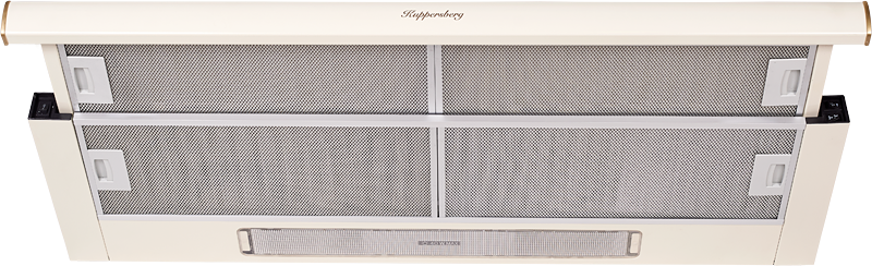 SLIMLUX II 90 C Встраиваемая вытяжка, ширина 90 см, отвод/рециркуляция, 550 м3/час, механическое управление, 3 скорости, освещение 2х40 вт, металлические жироулавливающие фильтры, угольный фильтр с3с (опция), 38-54 дб, цвет бежевый ( португалия ) Kuppersb Santreyd 