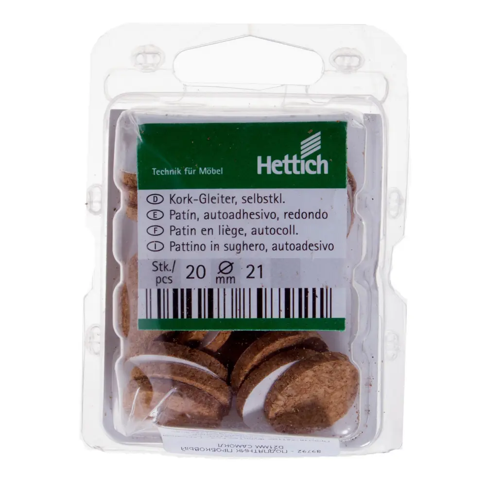 Подпятник пробковый 21х3мм, 8 шт. 14244305 STLM-2015808 Hettich  - Вид №1