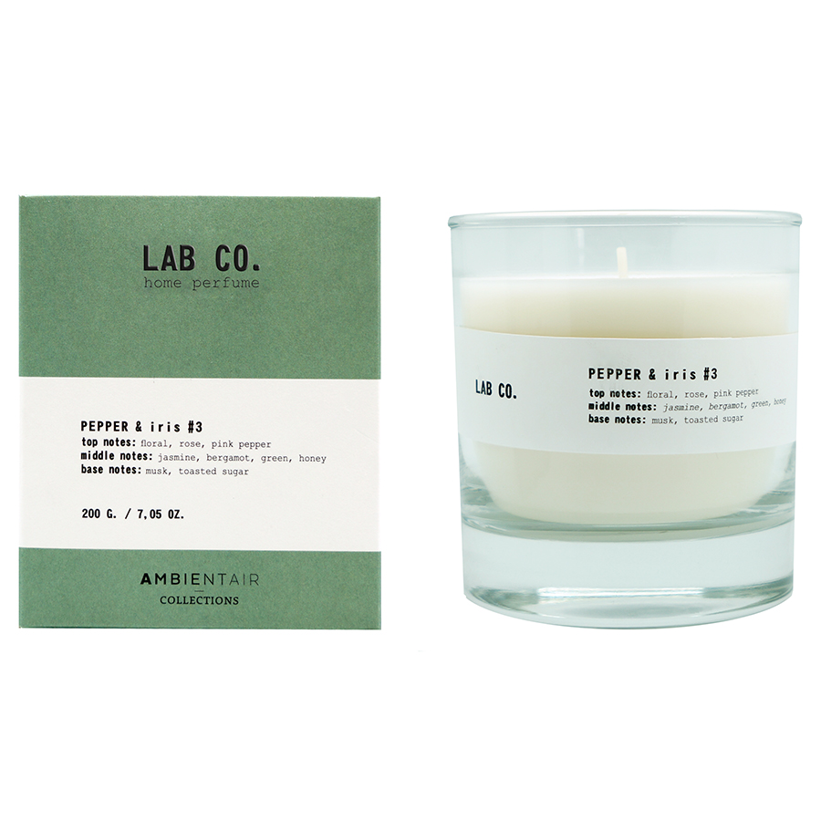 VV040AQLB Свеча ароматическая lab co, Розовый перец и ирис, 40 ч Ambientair 