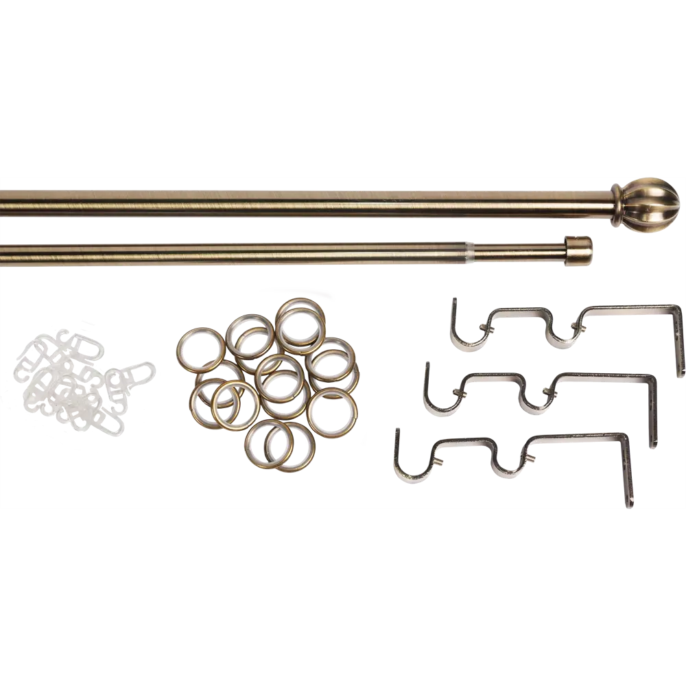 Карниз двухрядный раздвижной Inspire Шар 160-300 см цвет золотой антик 81976809 STLM-2147081  - Вид №1