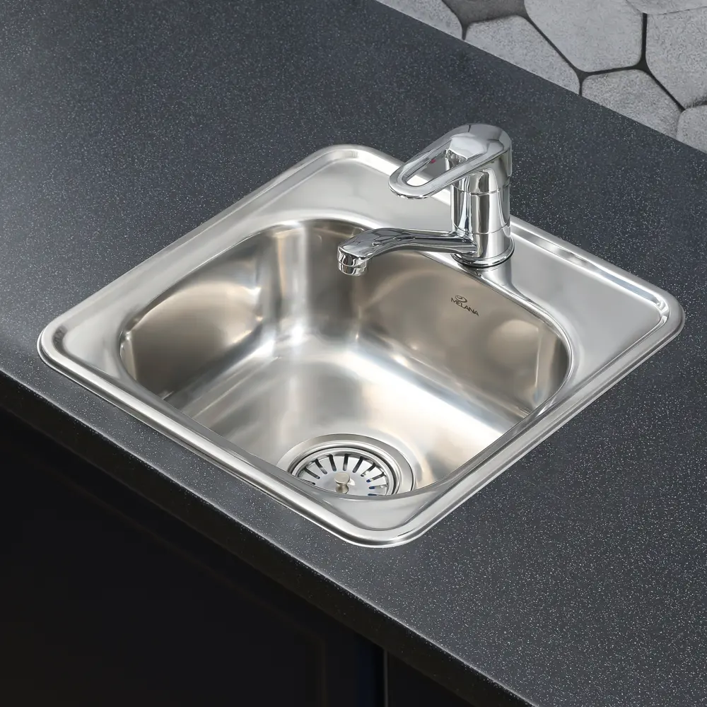 Мойка для кухни врезная Melana 38x38 см глубина чаши 16 см нержавеющая сталь цвет хром Мойка врезная квадратная STLM-2181670