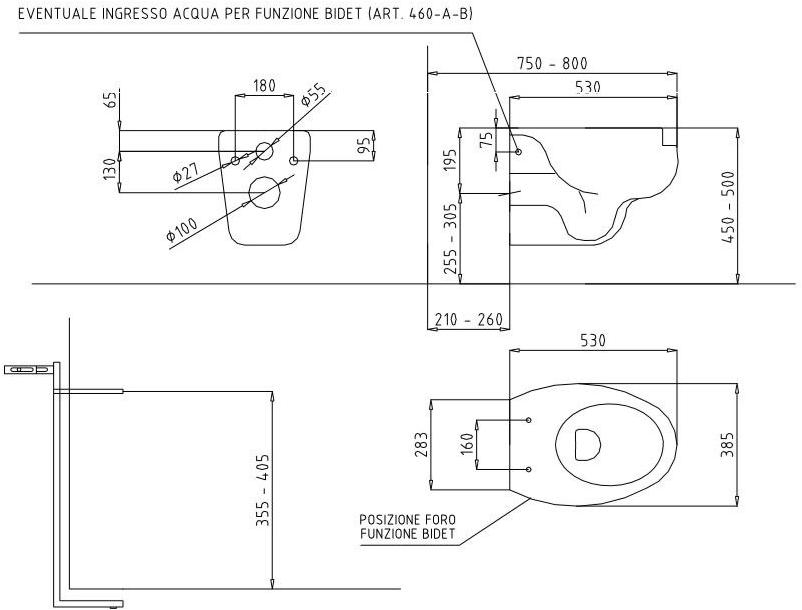 460-a Подвесной унитаз настенный Белый Saniline Classic Китай - Вид №1