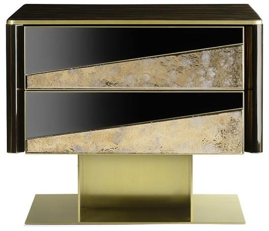 MARIONI Тумбочка прикроватная лакированная прямоугольная с ящиками Vincent 02728p - Вид №2