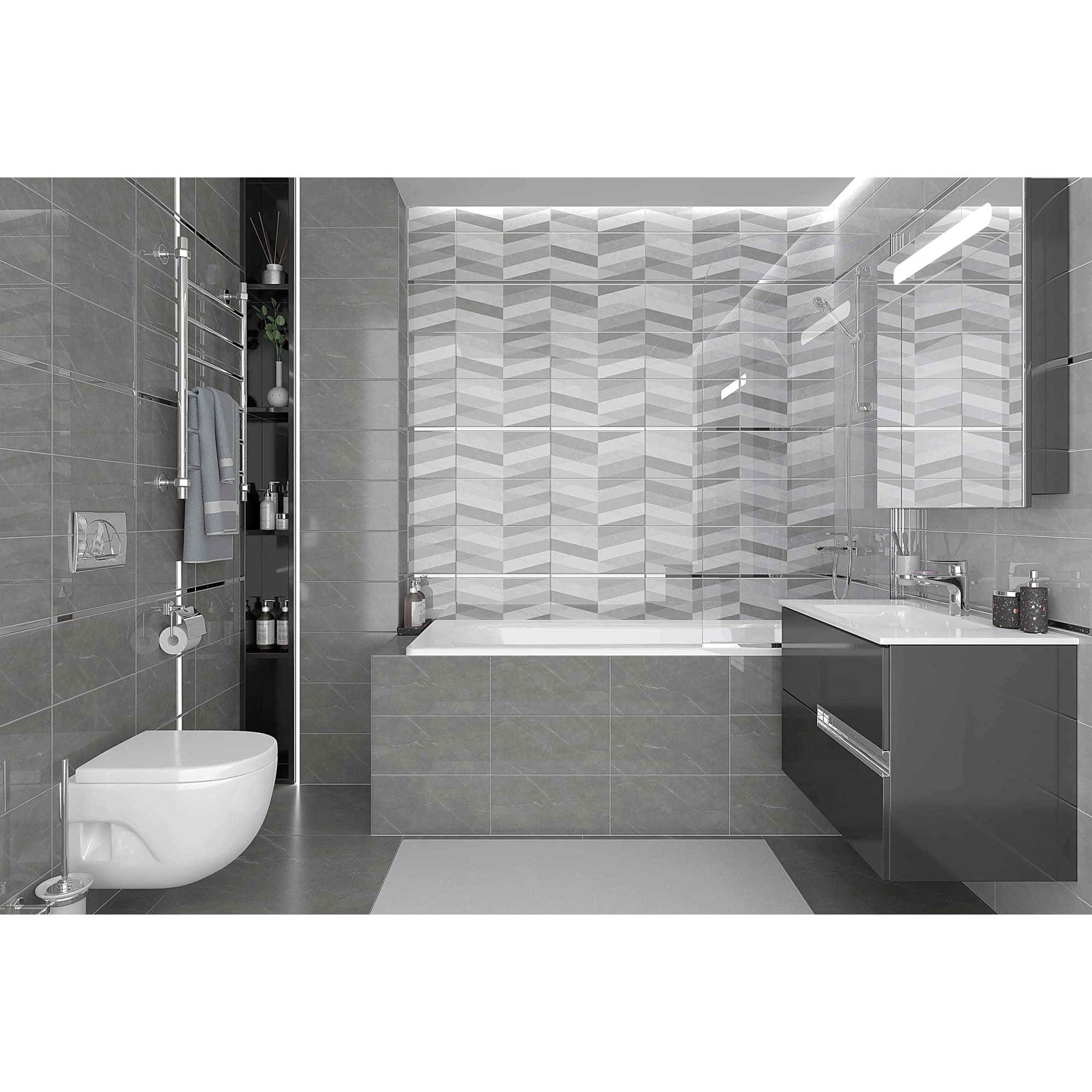 82794861 Плитка настенная 20х40 см 1.2 м² цвет серый SAVOY Santreyd - Вид №3