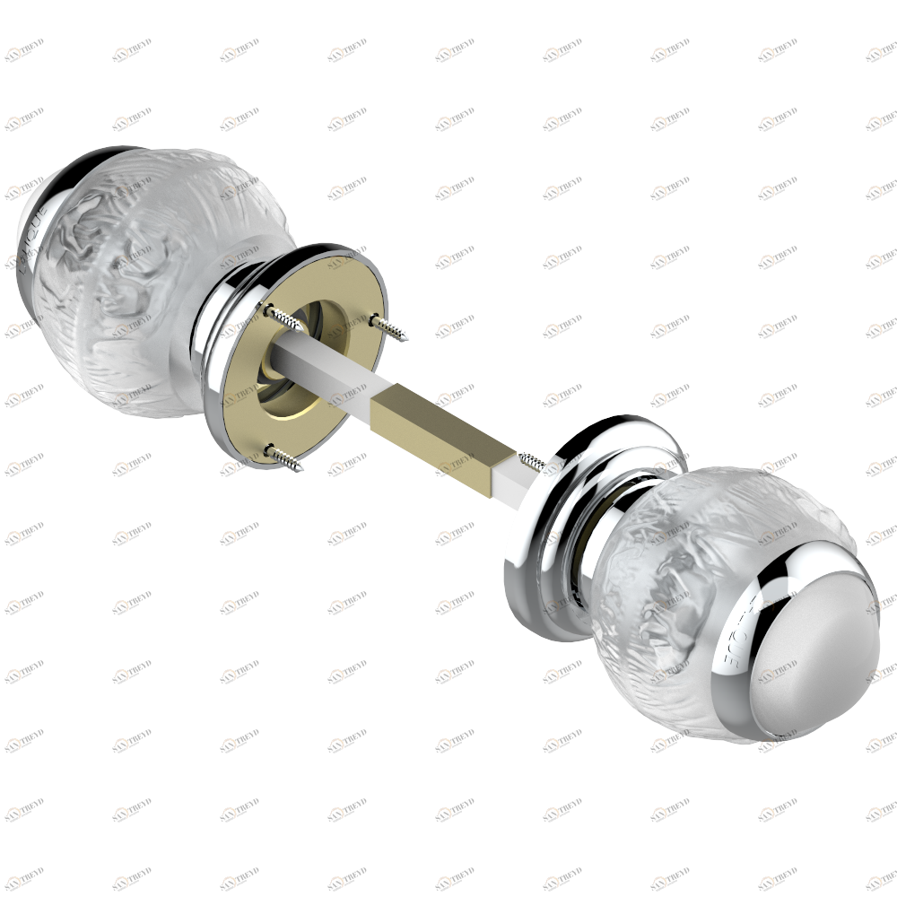 A2H-638 Ручка дверная двухсторонняя - 7 мм стержень Thg-paris Panthere со светлым хрусталём Хром A2H-638 CAT.A