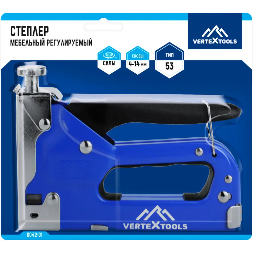 Степлер VERTEXTOOLS 0042-01 с регулировкой удара для скоб типа 53 89402971 STLM-1565731 - Вид №3