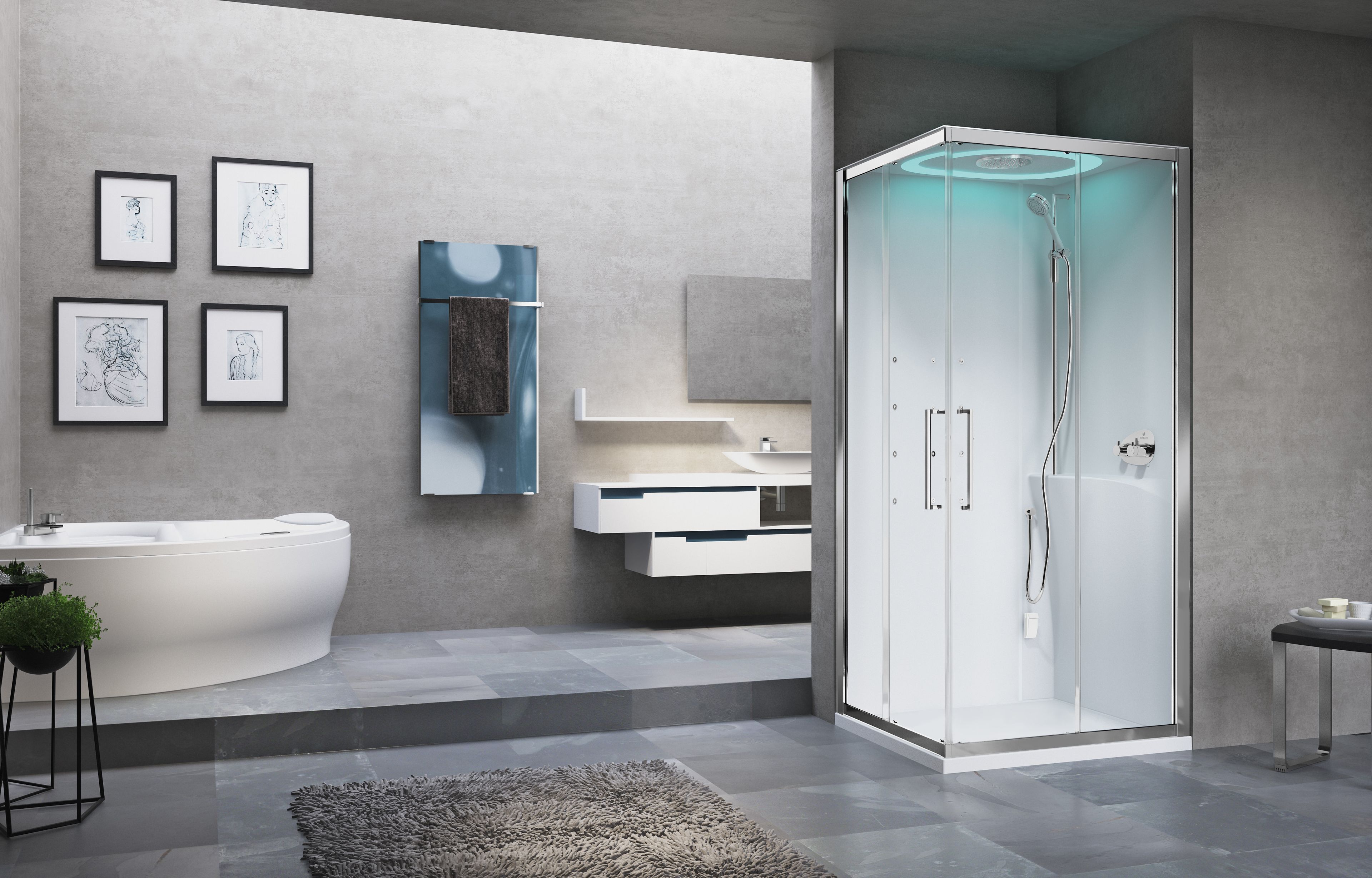 Угловая многофункциональная душевая кабина Novellini Eon ARCH-00054447