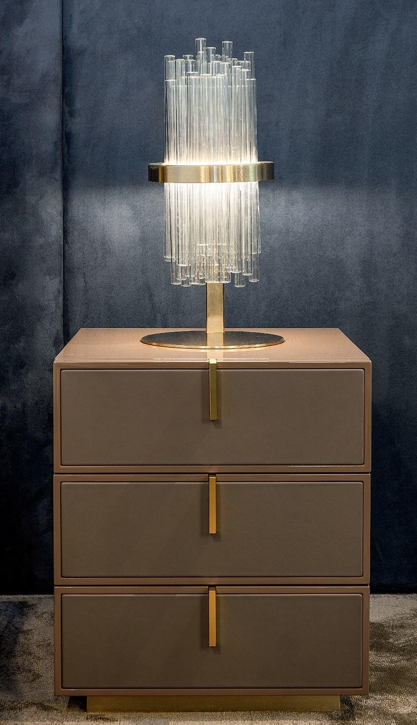 Paolo Castelli Лаковая прикроватная тумбочка из мдф и воловьей кожи с ящиками Fine sun-id-1503014 - Вид №4