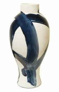 Ваза керамическая бежевая с синим "Абстракция А" UNICO ДИЗАЙНЕРСКИЕ 255434 Белый;синий
