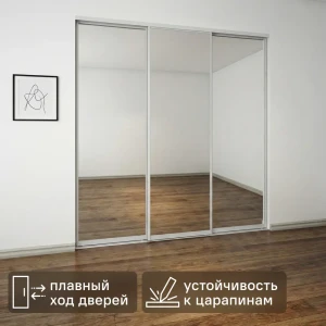 Дверь-купе KONSENSA 225.5x80.4 см с зеркалом профиль матовое серебро