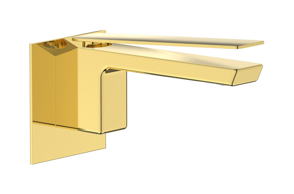 Встроенный в стену смеситель для раковины на 1 отверстие в комплекте с донным клапаном WE ARE IB k3209oo Gold K3