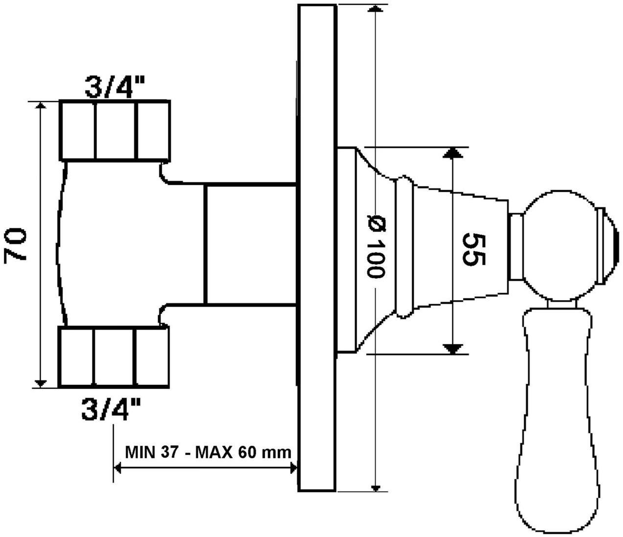 rvb Смеситель для душа на одно отверстие Flamant butler 1950.11.82-wo - Вид №1