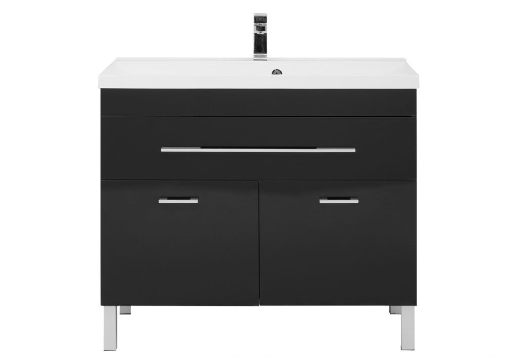 Тумба с раковиной Aquanet Верона NEW 100 черный (напольная 1 ящик 2 дверцы) 0018271100204096 - Вид №2