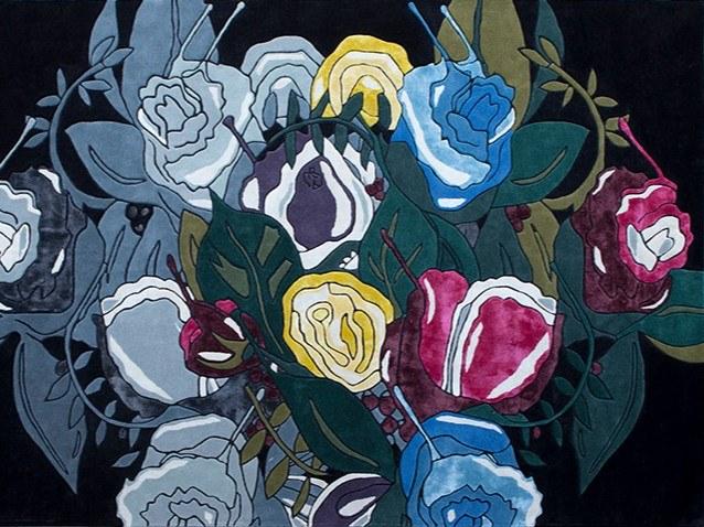 NOW Carpets Коврик ручной работы с цветочным рисунком из бамбукового шелка и шерсти Bloom sun-id-1387809 - Вид №1