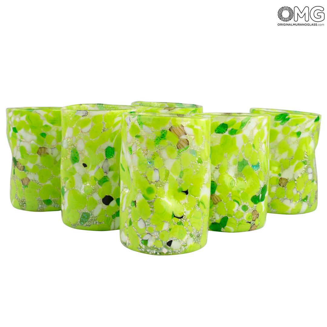 4166 ORIGINALMURANOGLASS Набор из 6 зелёных стаканов Гото - муранское стекло 8 см  - Вид №1