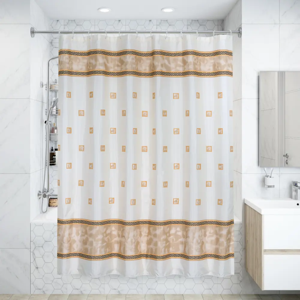 BATH PLUS Rome - Штора для ванной бежевая 180 см с усиленным креплением 11493779 STLM-0001265