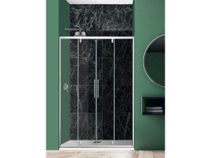 Хрустальная нишевая душевая кабина с поворотной дверью