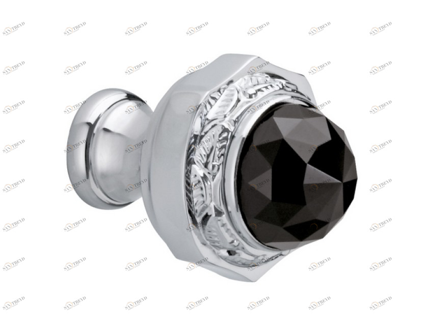 0Z5746.BN0.43 Ручка корпуса диаметром 32 мм с черным кристаллом Swarovski Сатинированное старое золото 24К Mestre 