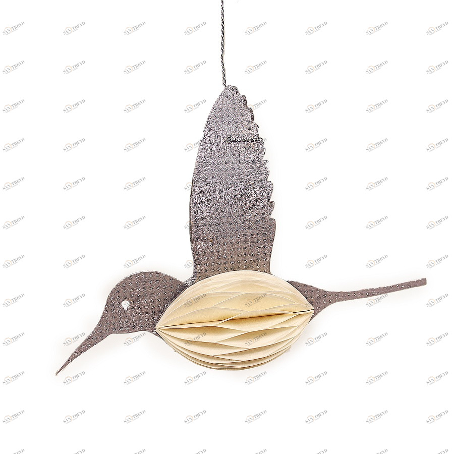 Украшение новогоднее подвесное бумажное "Птица" Bird ENJOYME  253084 Фиолетовый 