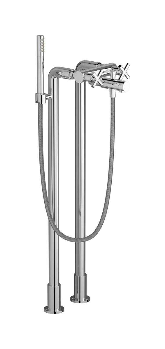 Напольный смеситель для ванны с 2 колоннами и душевым гарнитуром. WE ARE IB yp220np Chrome WOW