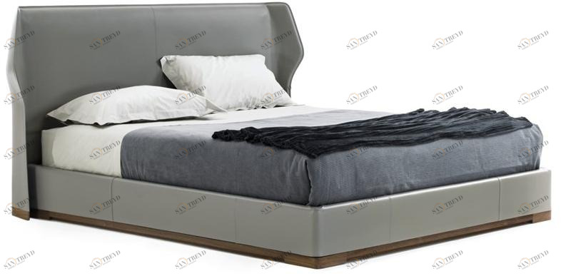 Frigerio Salotti Двуспальная кровать из кожи с мягким изголовьем sun-id-1482628