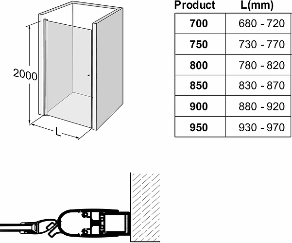 500.910.00.5 Распашная дверь IDO Showerama 10-0, IDO Showerama 10-0, матовый профиль / прозрачное стекло, 700 мм  - Вид №4