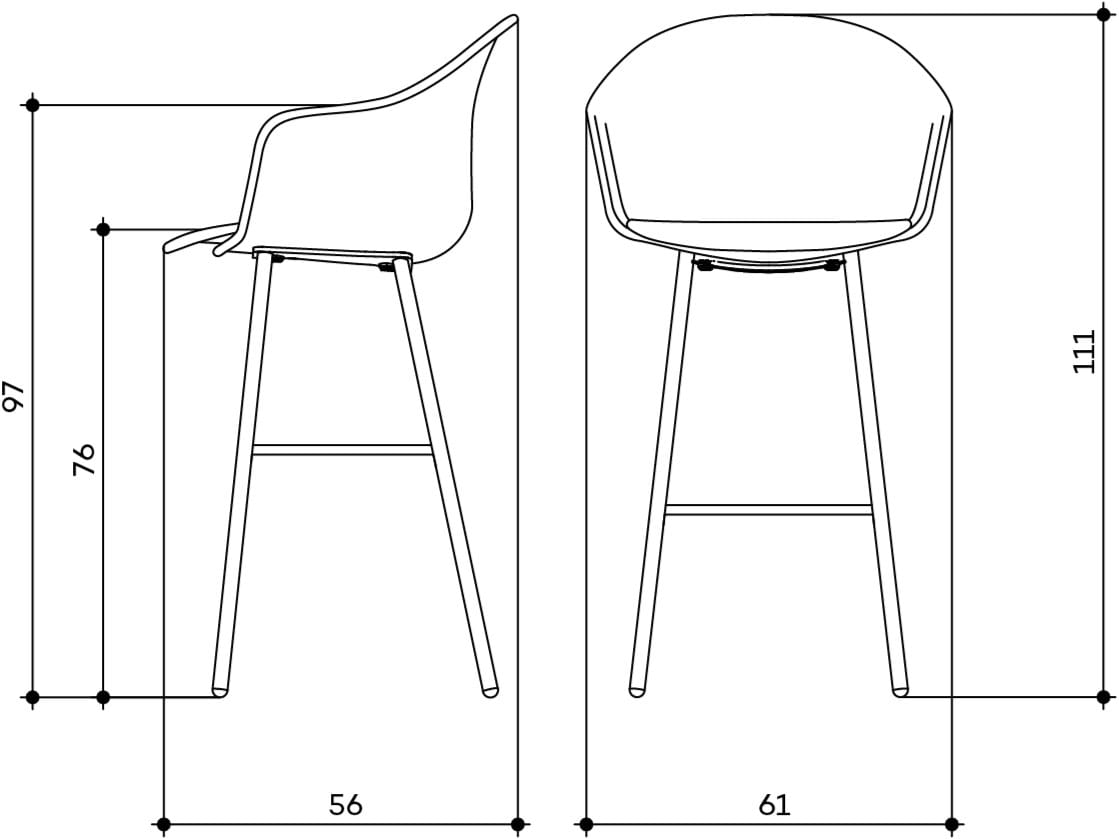 Высокий стул из ткани arrmet Máni Armshell Fabric ARCH-00152315 - Вид №2