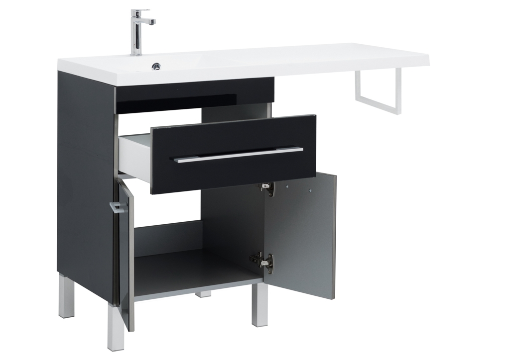 Тумба с раковиной Aquanet Верона 120 L черный (напольная, 1 ящик, 2 дверцы) 0018270500239565 - Вид №9