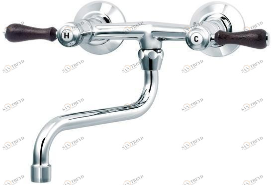 rvb Настенный кухонный смеситель на два отверстия 1935 wood 1936.11.21-cc