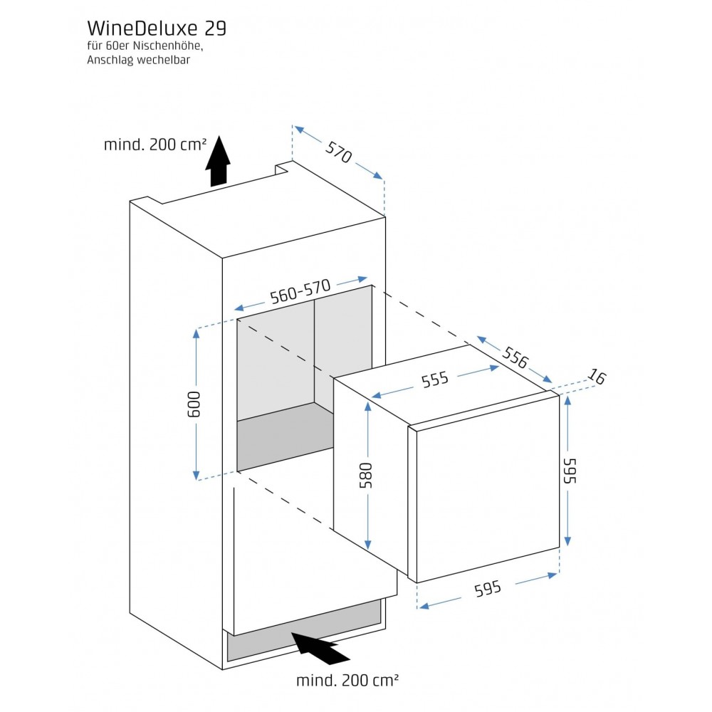 5351860 Встраиваемый винный шкаф CASO WineDeluxe E 29 черный STDN-0051002 - Вид №9