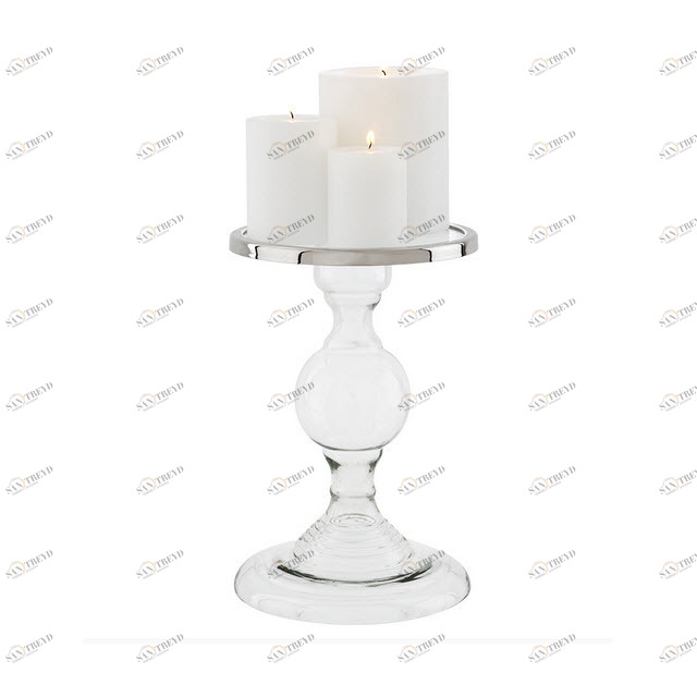 Подсвечник стеклянный прозрачный с серебристым ободком Providence S от Eichholtz EICHHOLTZ EICHHOLTZ 060303 Прозрачный 