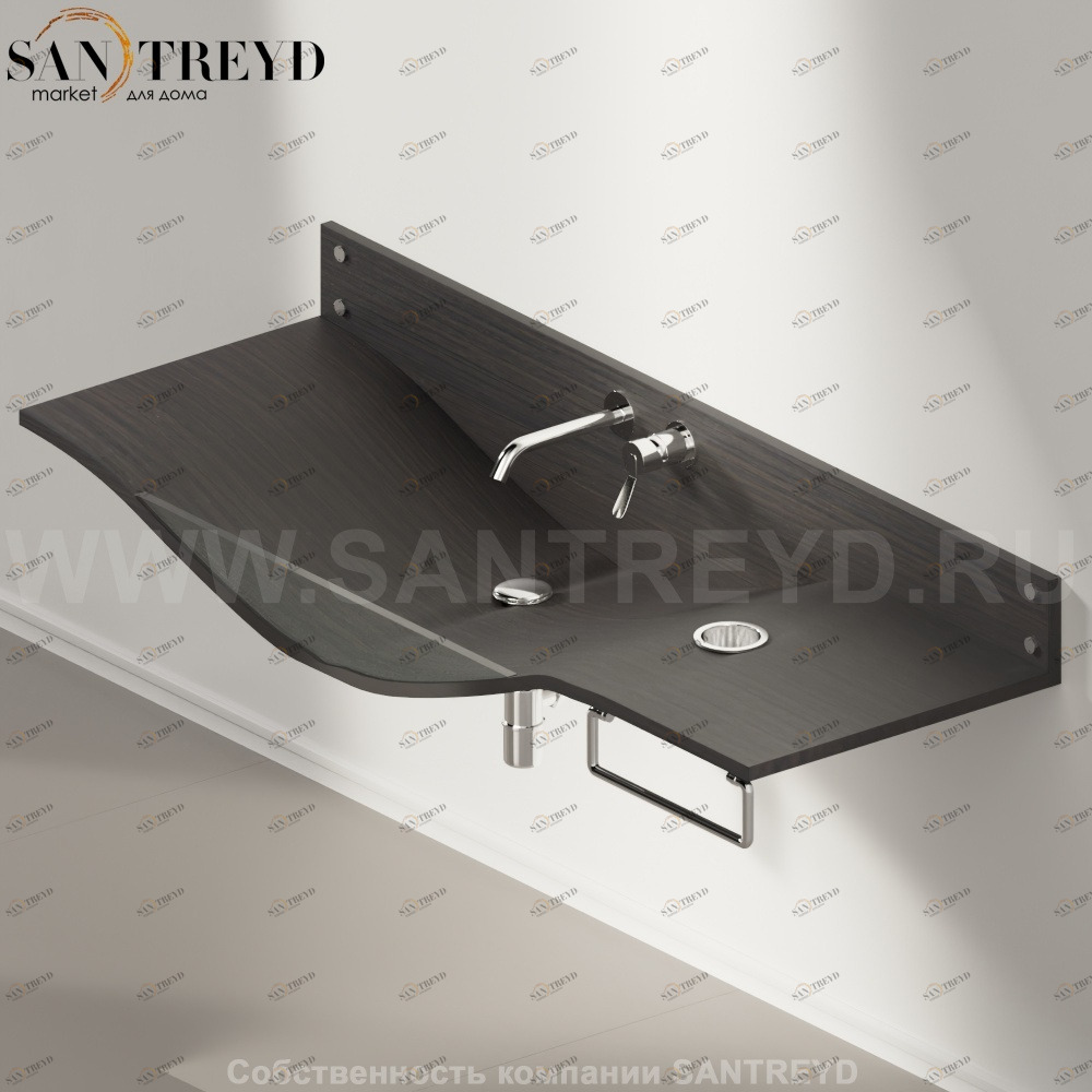 AGAB03501RDXRW Подвесная раковина настенная прямоугольная Agape  черная 