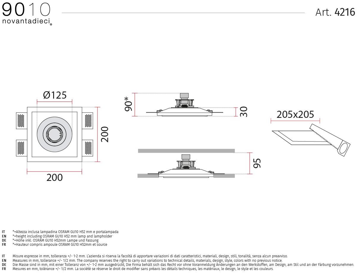 9010 novantadieci Встраиваемые настенные и потолочные светильники из cristaly®  4216  - Вид №2