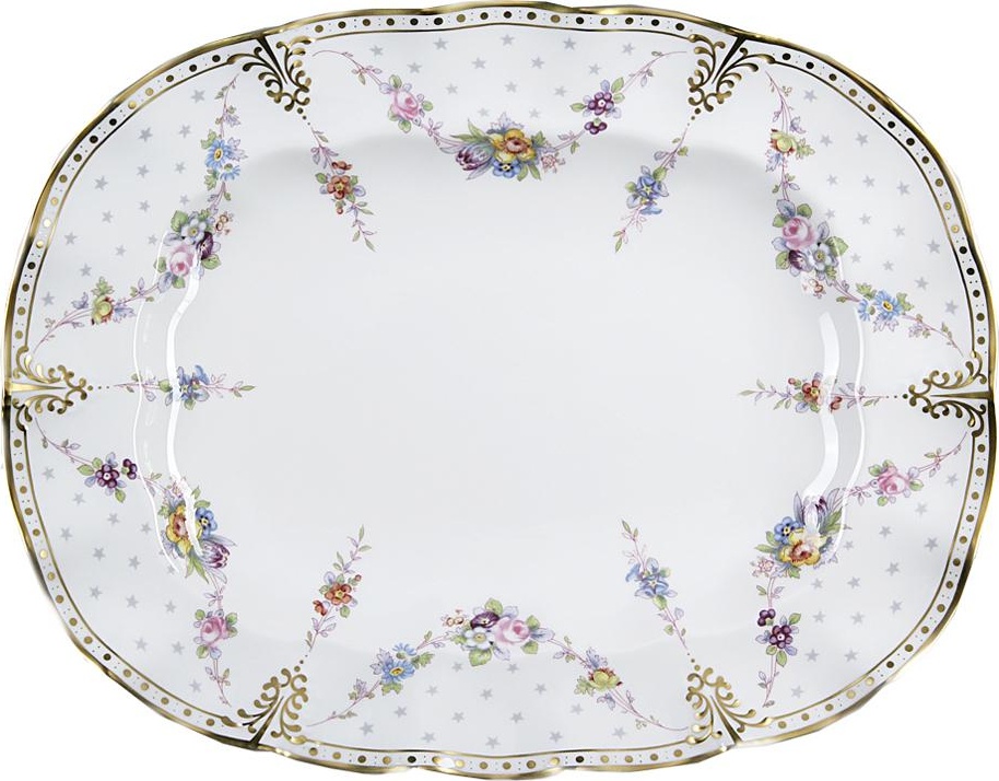 52745 Royal Crown Derby Блюдо овальное Royal Crown Derby "Роял Антуанетта" 33см Фарфор костяной 