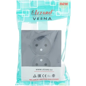 Двойная розетка Lezard Vesna графит без заземления 87103762