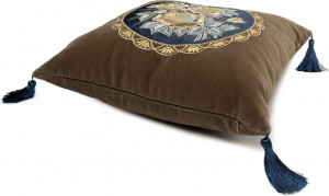 10659216 Торжокские золотошвеи Подушка диванная "Розы" бархат+шелк Рис. 2376-1 бархат светло-коричневый Бархат