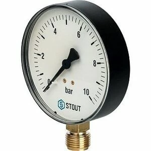 Манометр радиальный 100 мм 1/2" 10 бар STOUT