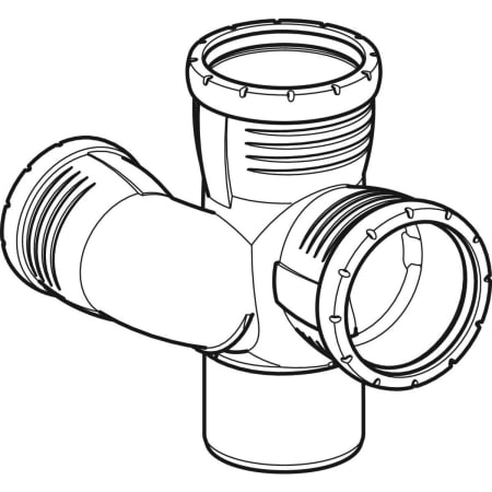 GEBERIT 393.563.14.1 Крестовина Geberit Silent-Pro, правая со смещенным впуском и дополнительным отводом 87,5°  - Вид №1