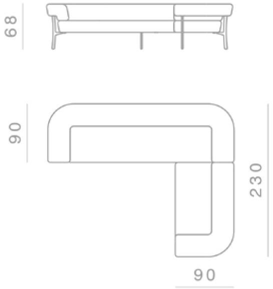 GHIDINI1961 5-местный угловой диван в коже Katana sun-id-1415974 - Вид №4