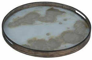 Ethnicraft Круглый поднос из дерева и стекла Classic 20361