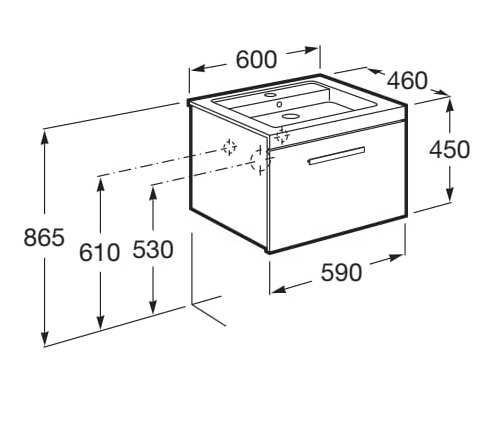 Подвесной шкаф с одной раковиной со встроенной раковиной Roca Prisma ARCH-00031879 - Вид №23