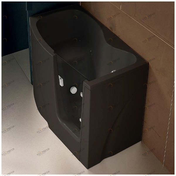 Ванна GRUPPO TREESSE GEN-Y V3411-SX-C угловая сидячая с дверью левосторонняя черная VTLV3411SXC