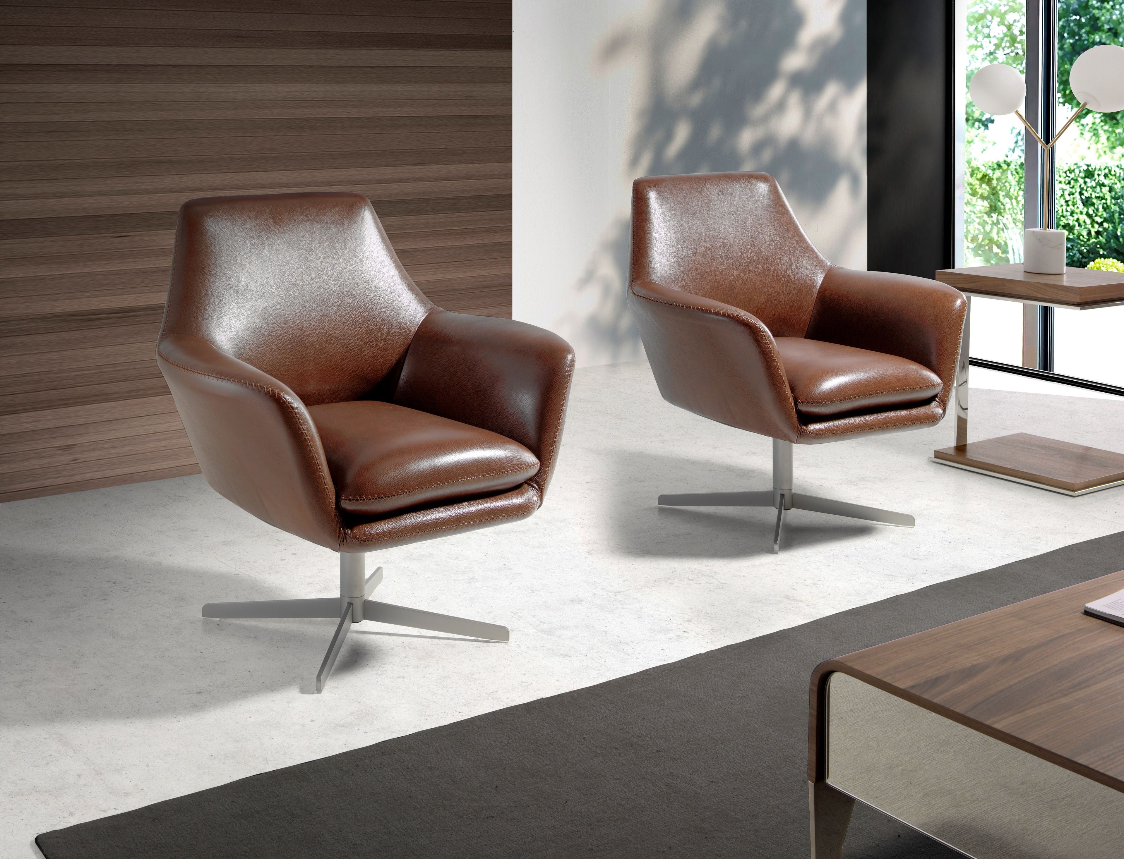 Вращающееся кресло с кожаными спицами Angel Cerda диван тренд ARCH-00076272 - Вид №1