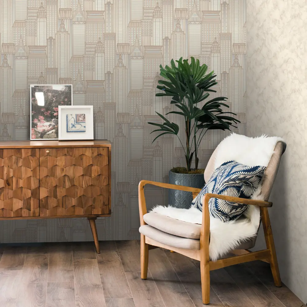 Обои флизелиновые Euro Decor Skyline бежевые 1.06 м 7118-17 89111921 STLM-2056431 - Вид №3