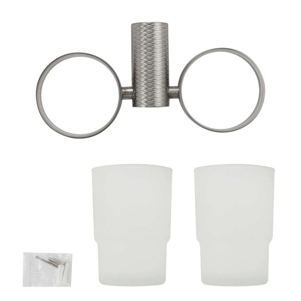 GFmark - Стакан + стакан с креплением к стене, из нержавеющей стали с резным креплением, код: 81160  - Вид №3