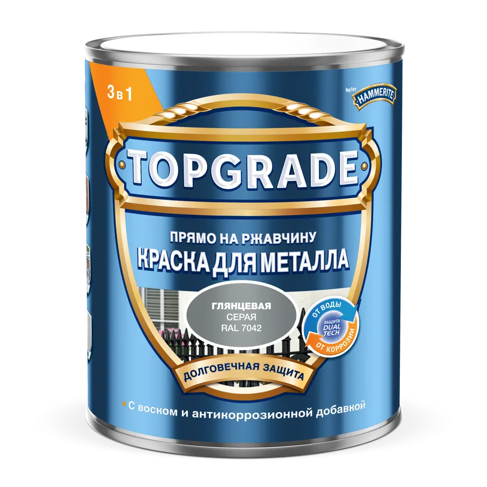 Грунт-эмаль по металлу 3 в 1 Topgrade гладкая цвет серый 0.75 л STLM-2088214 - Вид №1