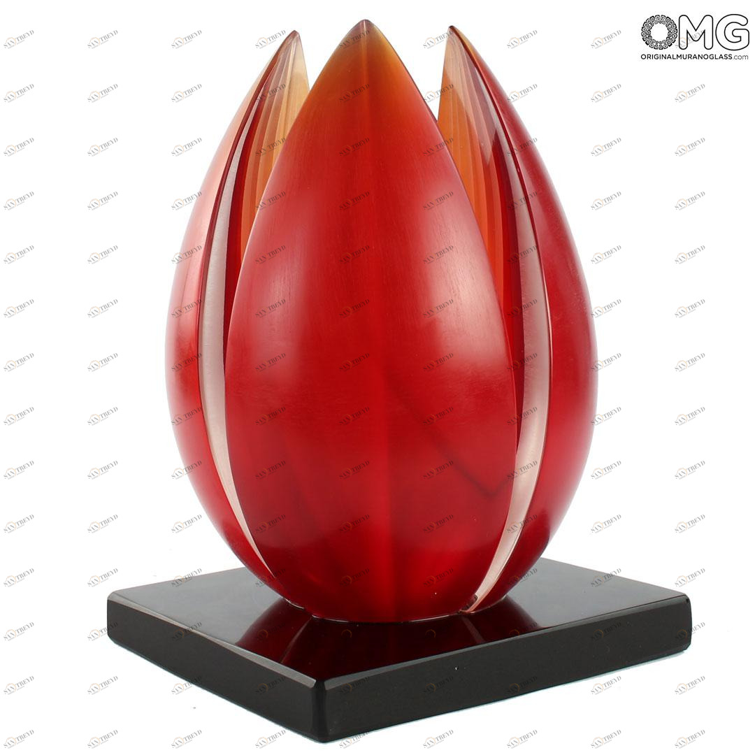 248 ORIGINALMURANOGLASS Скульптура Цветок лотоса - автор Alessandro Barbaro - муранское стекло OMG 20 см 